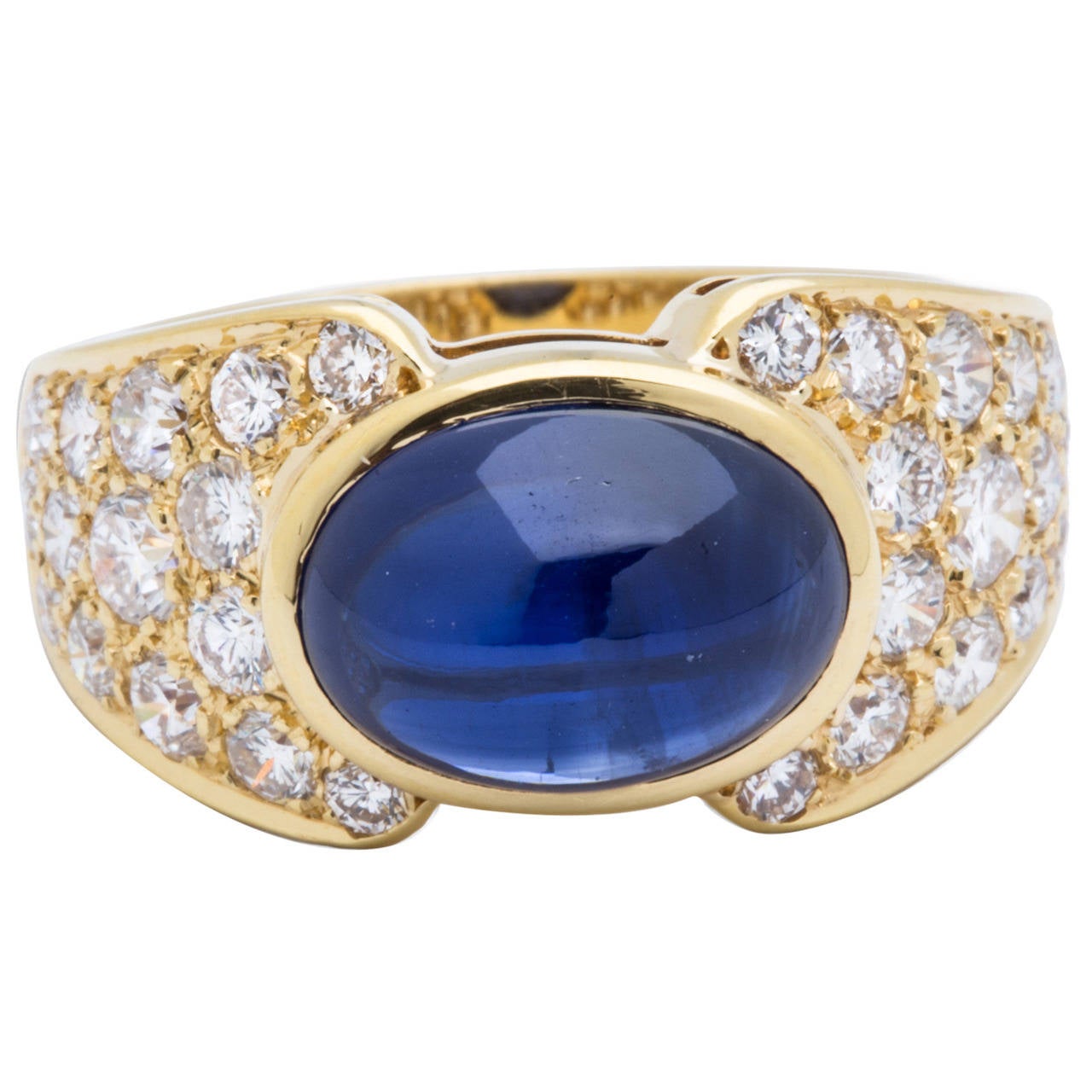 Van Cleef & Arpels VCA Sapphire Diamond Gold Ring For Sale
