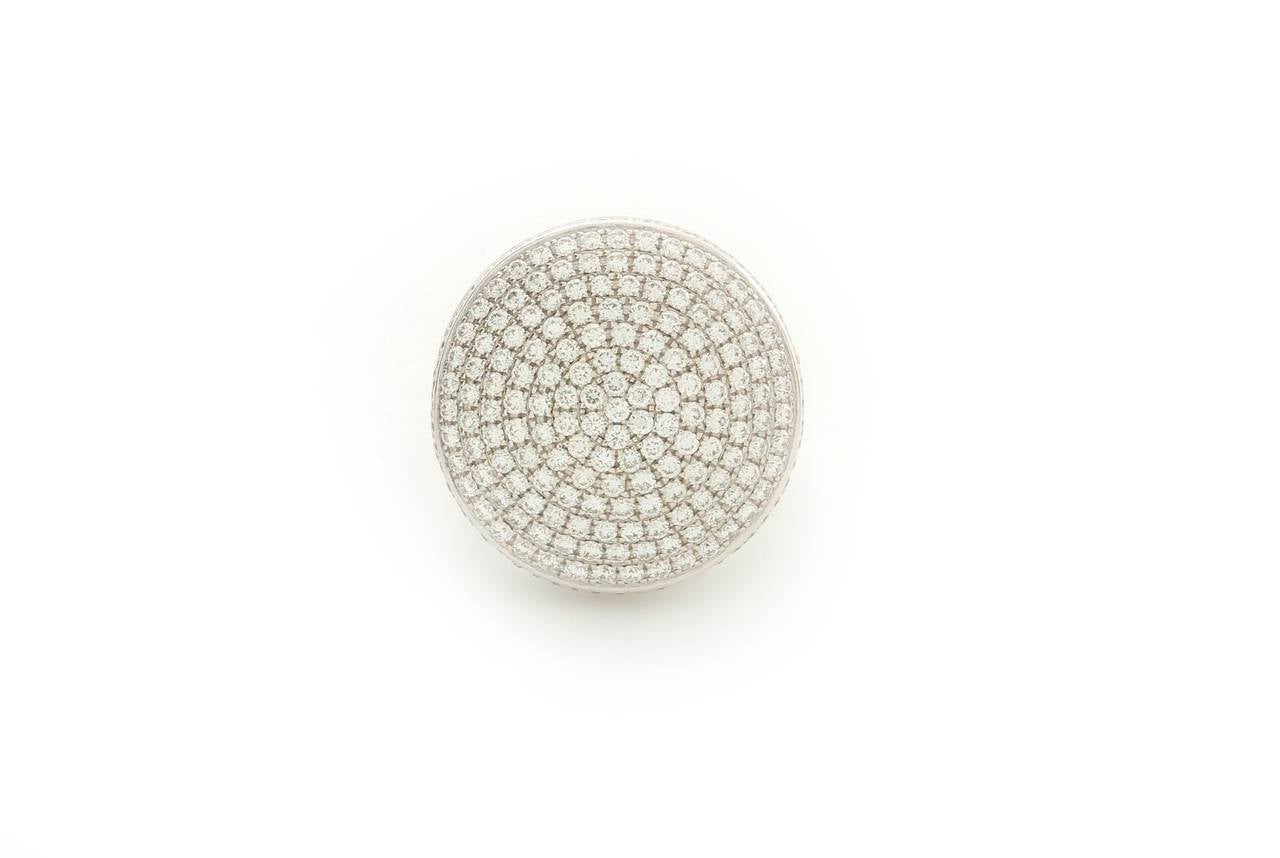 Cartier Diamond Le Bombe Ring in 18K White Gold with Diamond Pave, Ring Size 54, Hallmark: 