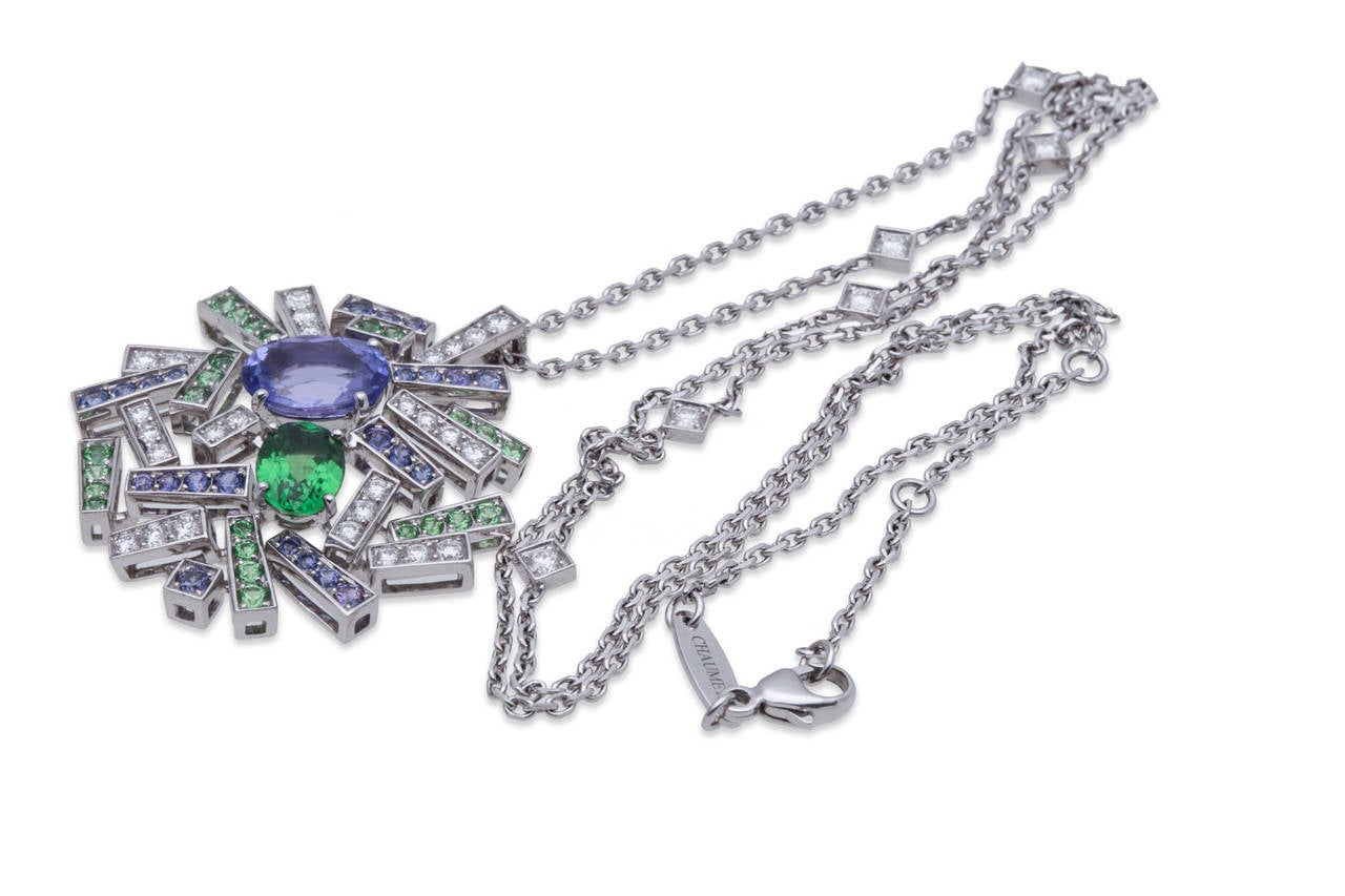 Chaumet Le Grand Frisson Violet Sapphire Tsavorite Garnet Diamond Gold Necklace