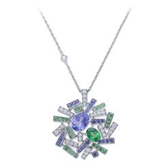 Chaumet Le Grand Frisson Violet Sapphire Tsavorite Garnet Diamond Gold Necklace