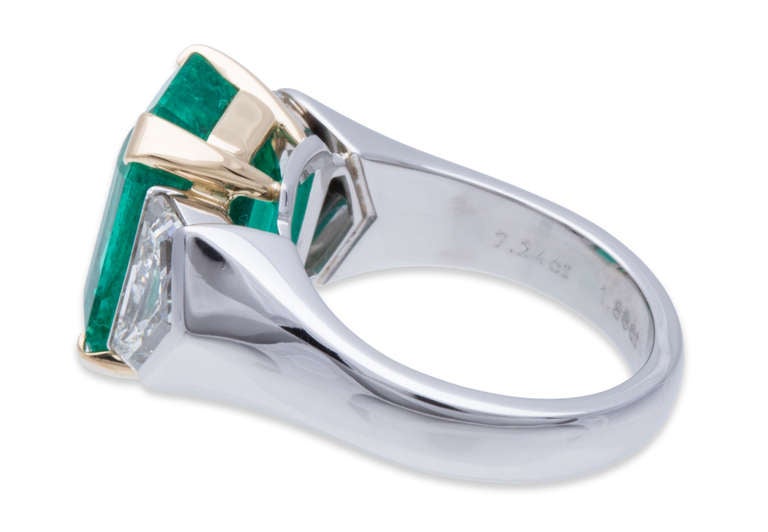 Emerald Cut Emerald Diamond Ring Gold Platinum For Sale