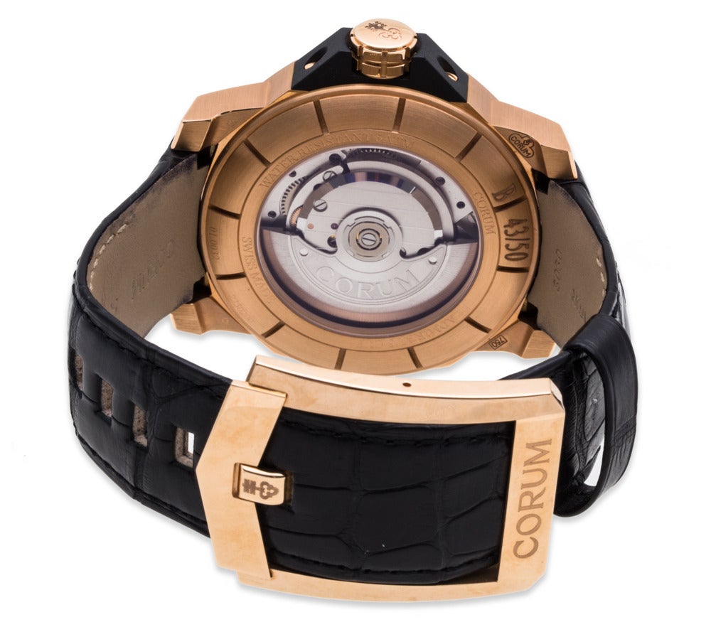 Corum Admirals Cup Competition 48 in 18K Rose Gold, Black Dial, Black Alligator Strap, 48mm 18K Rose Gold Case, Brand New with Box & Papers, Ref. 947.941.55/0081 AN52