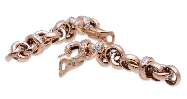 de Grisogono Hanging Diamond Earrings in 18K Rose Gold. Length 2 5/8