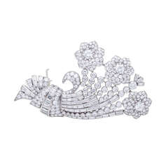 J.E. Caldwell Retro Diamond Platinum Floral Brooch 3