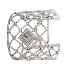 Harry Winston Lady's White Gold and Diamond Signature Lace Cuff Bracelet Watch
