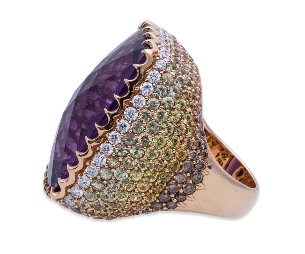 Crivelli Amethyst Diamond Sapphire Gold Ring In New Condition In Sunny Isles Beach, FL