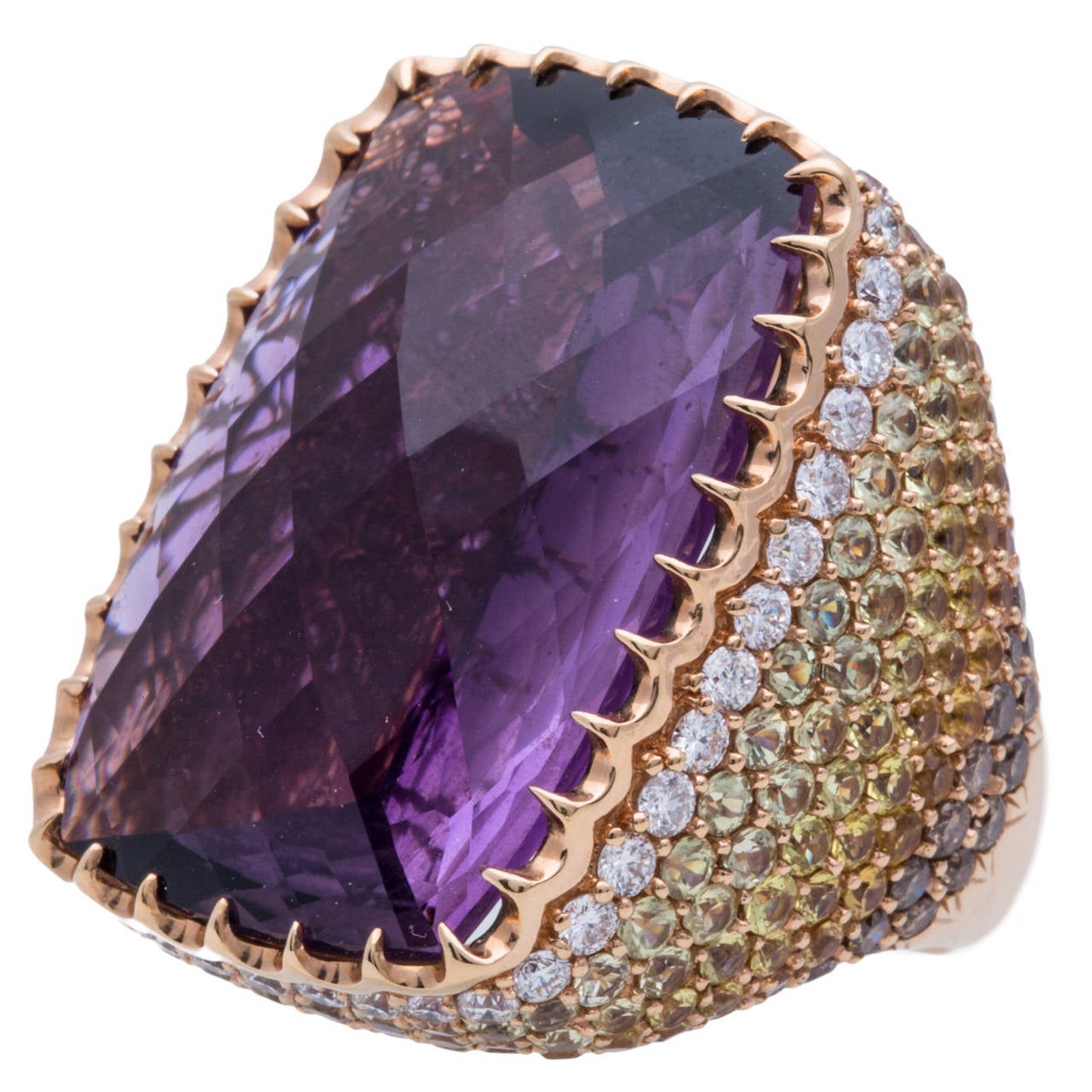 Crivelli Amethyst Diamond Sapphire Gold Ring