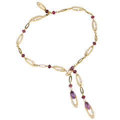 BULGARI BVLGARI Diamond Amethyst and Tourmaline Necklace Elisia Collection