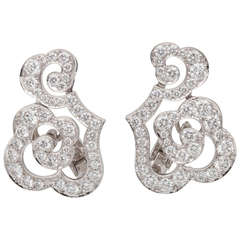 Cartier Diamond Swirl Flower Earrings