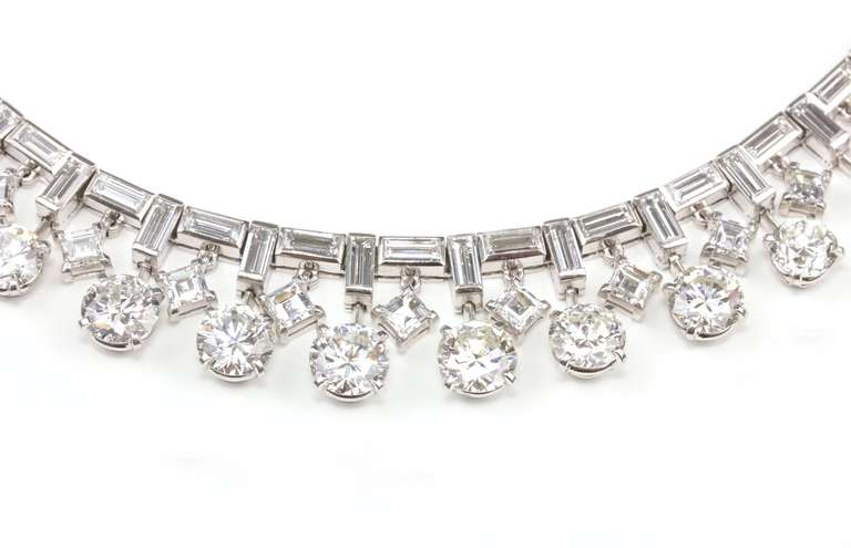 Stunning Van Cleef & Arpels Platinum Diamond Necklace from the 1960's. Total diamond weight 40.00ct.