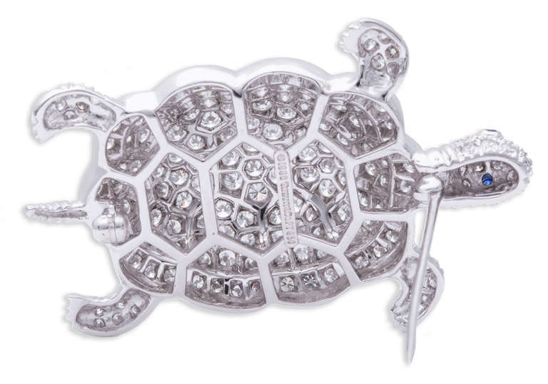 Tiffany & Co. Diamond Platinum Turtle Brooch In Excellent Condition In Sunny Isles Beach, FL