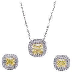 Tiffany & Co Fancy Yellow Diamond Necklace and Earring Set