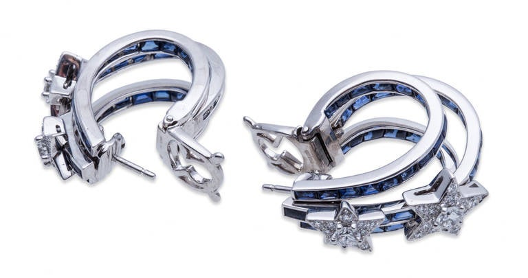Contemporary Chanel Sapphire and Diamond Earrings Comete Collection