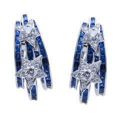 Chanel Sapphire and Diamond Earrings Comete Collection