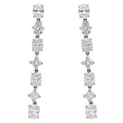 Cartier Classic Diamond Gold Platinum Drop Earrings