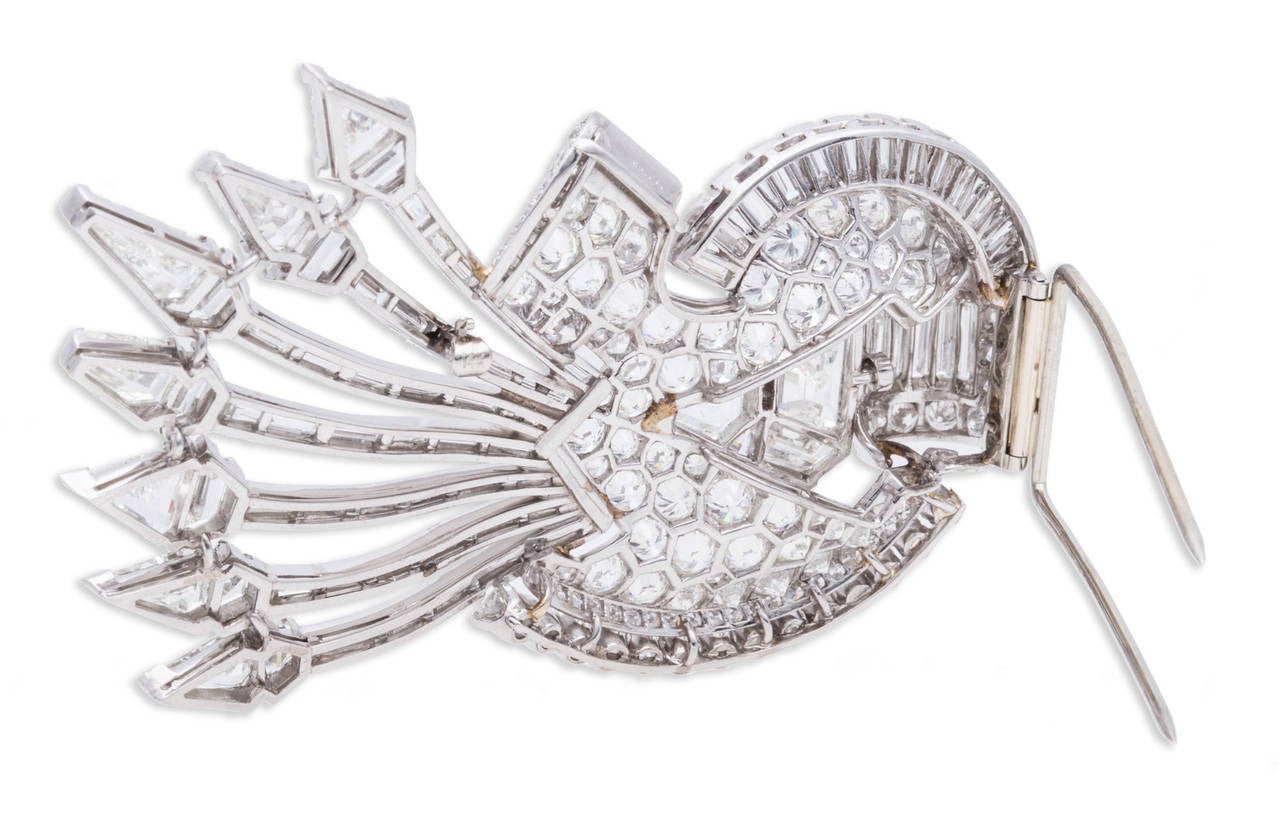 J E Caldwell Diamond Platinum Brooch Pendant