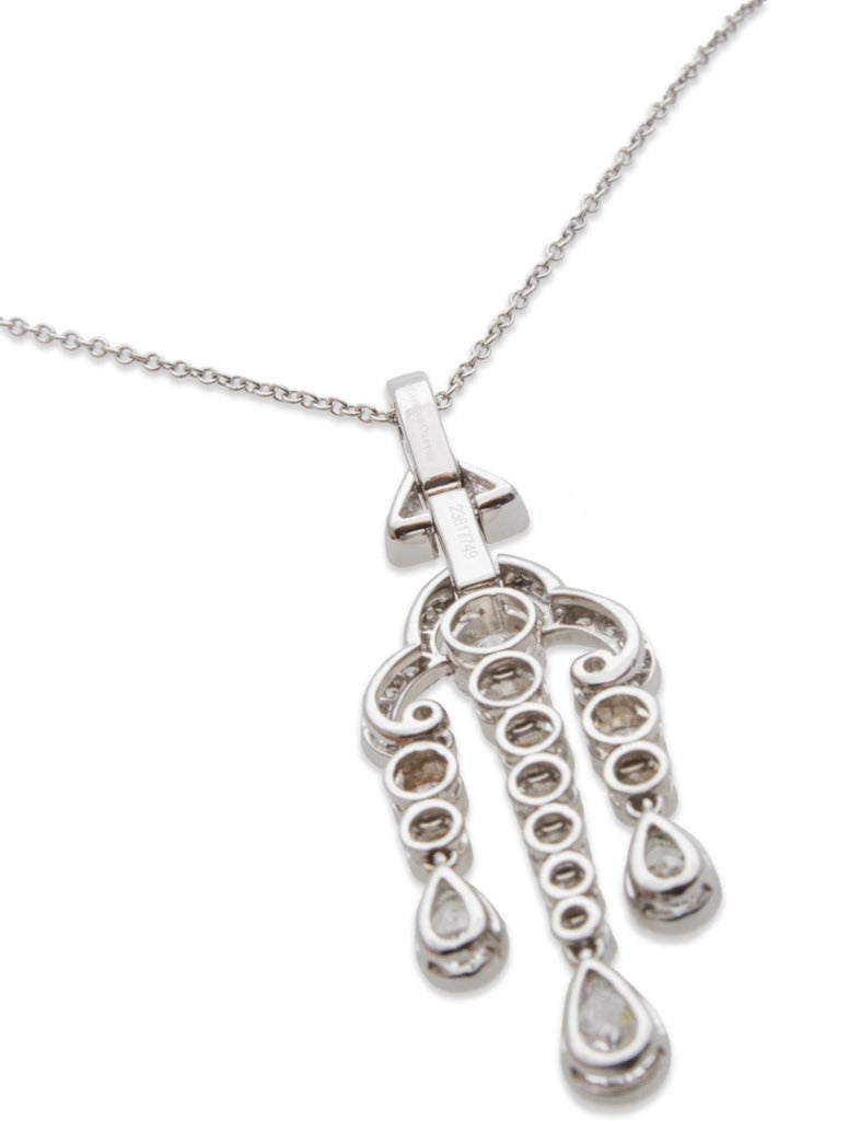 Tiffany & Co. Diamond Pendant Necklace in Platinum. Total Diamond Weight: 2.50ct., Necklace Length: 16.00