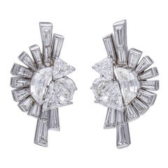 Fred Leighton Art Deco Diamond White Gold Earrings