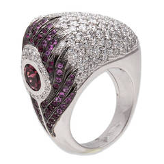 Carrera y Carrera Tourmaline Diamond White Gold Peacock Ring