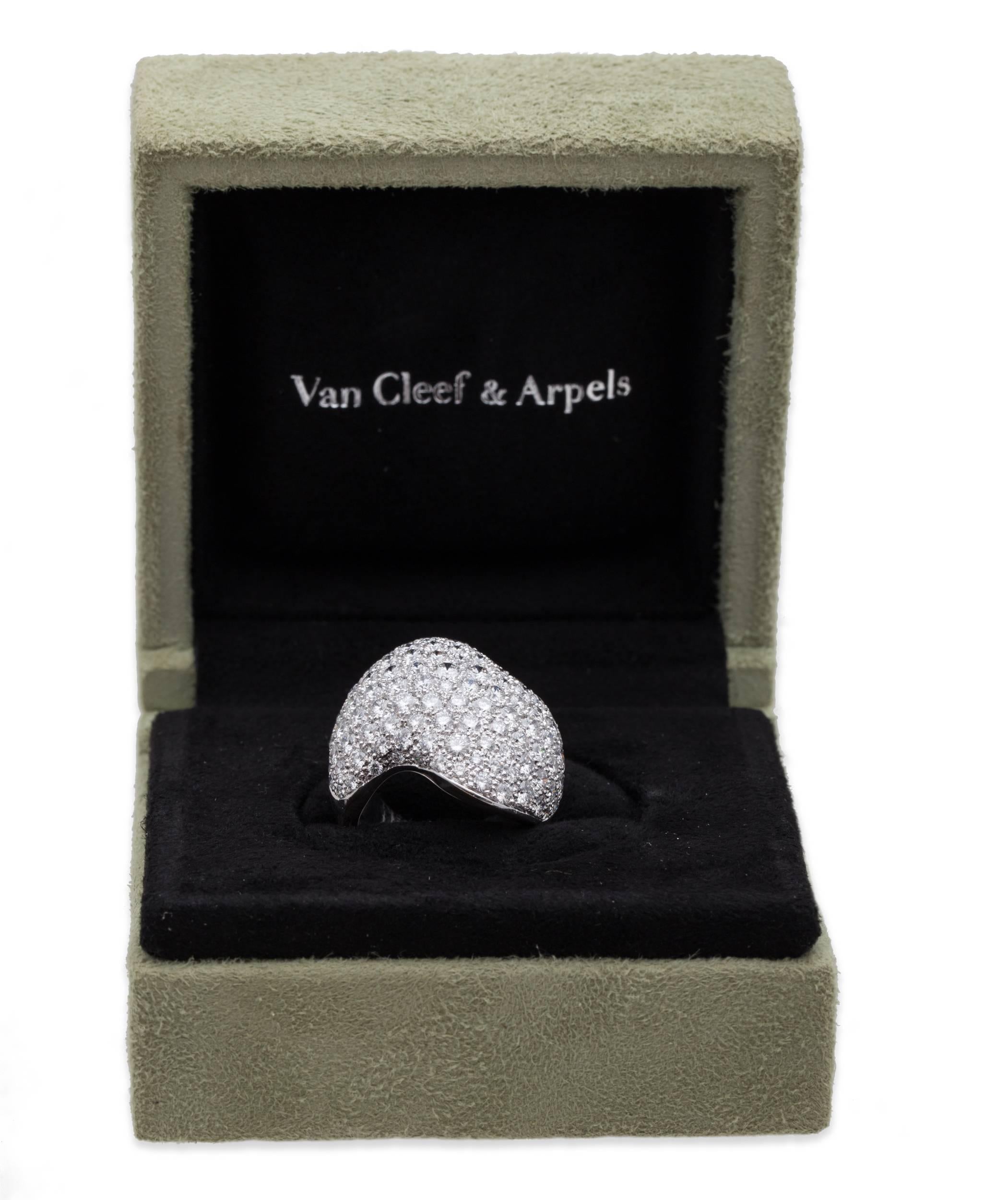 Women's Van Cleef & Arpels Diamond Pave Gold Ring For Sale