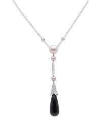 Cartier Pearl Onyx Diamond Earring and Necklace Set