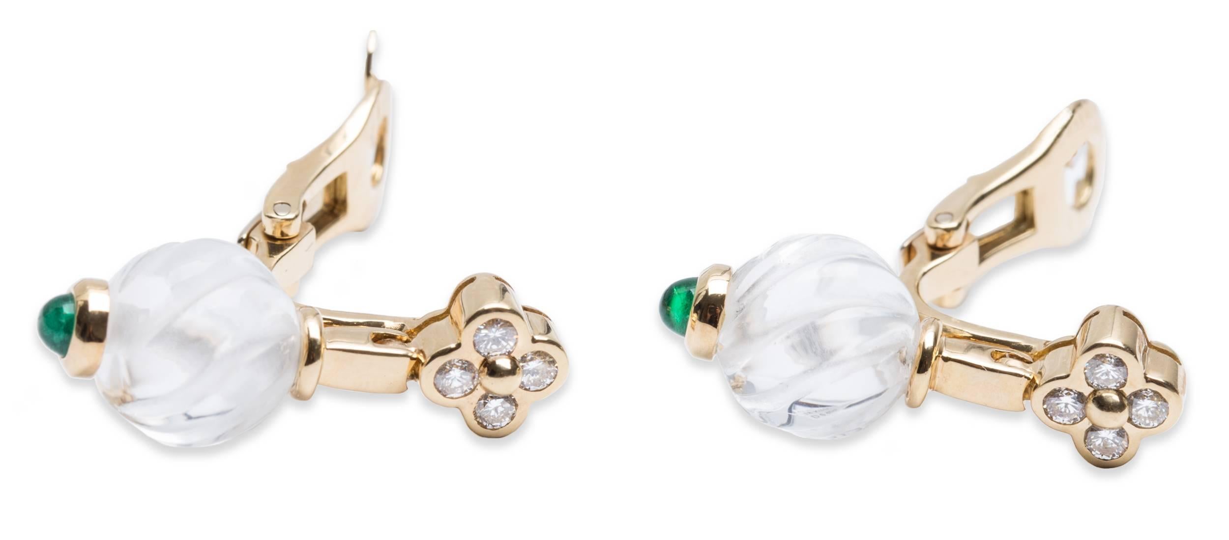 Women's Boucheron Quartz Ruby Emerald Sapphire Diamond Necklace and Earring Set For Sale