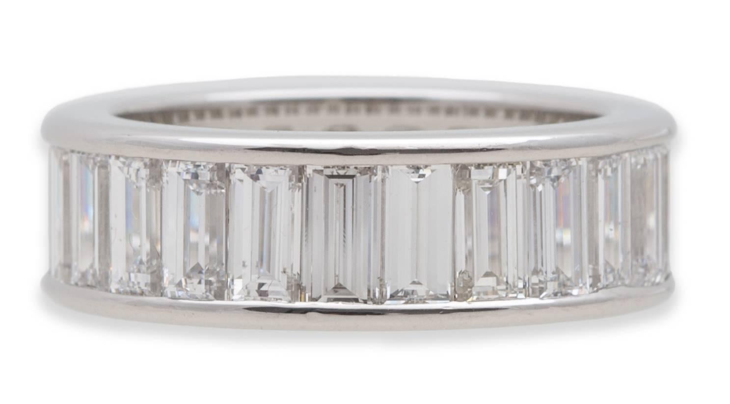 Cartier Diamond Baguette Eternity Wedding Ring in Platinum, (25) Baguette Diamonds, Total Diamond Weight: 6.25ct,, Size: US 6/ EUR 52,Signed: 