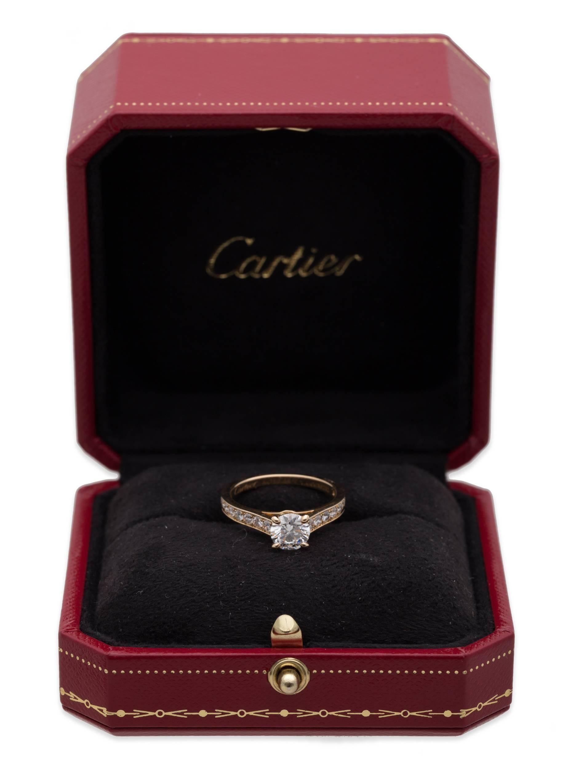 Cartier 1.06 Carat GIA Certified Diamond Gold Ring In Excellent Condition For Sale In Sunny Isles Beach, FL