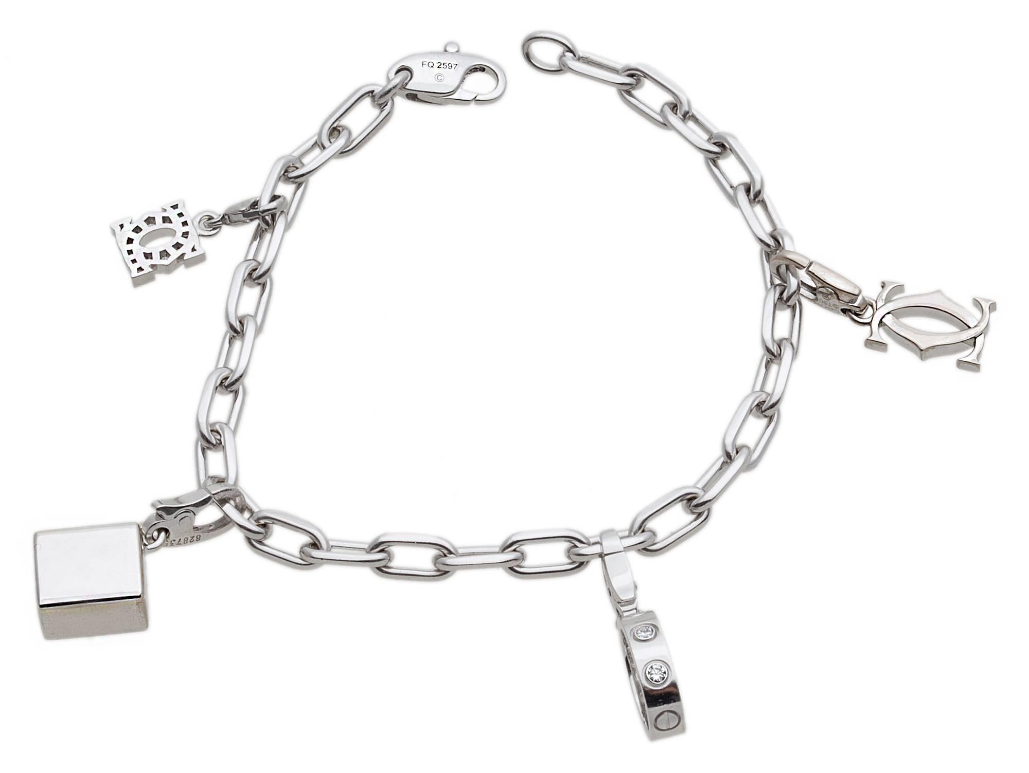 Women's Cartier Two-Color Gold Charm Bracelet For Sale