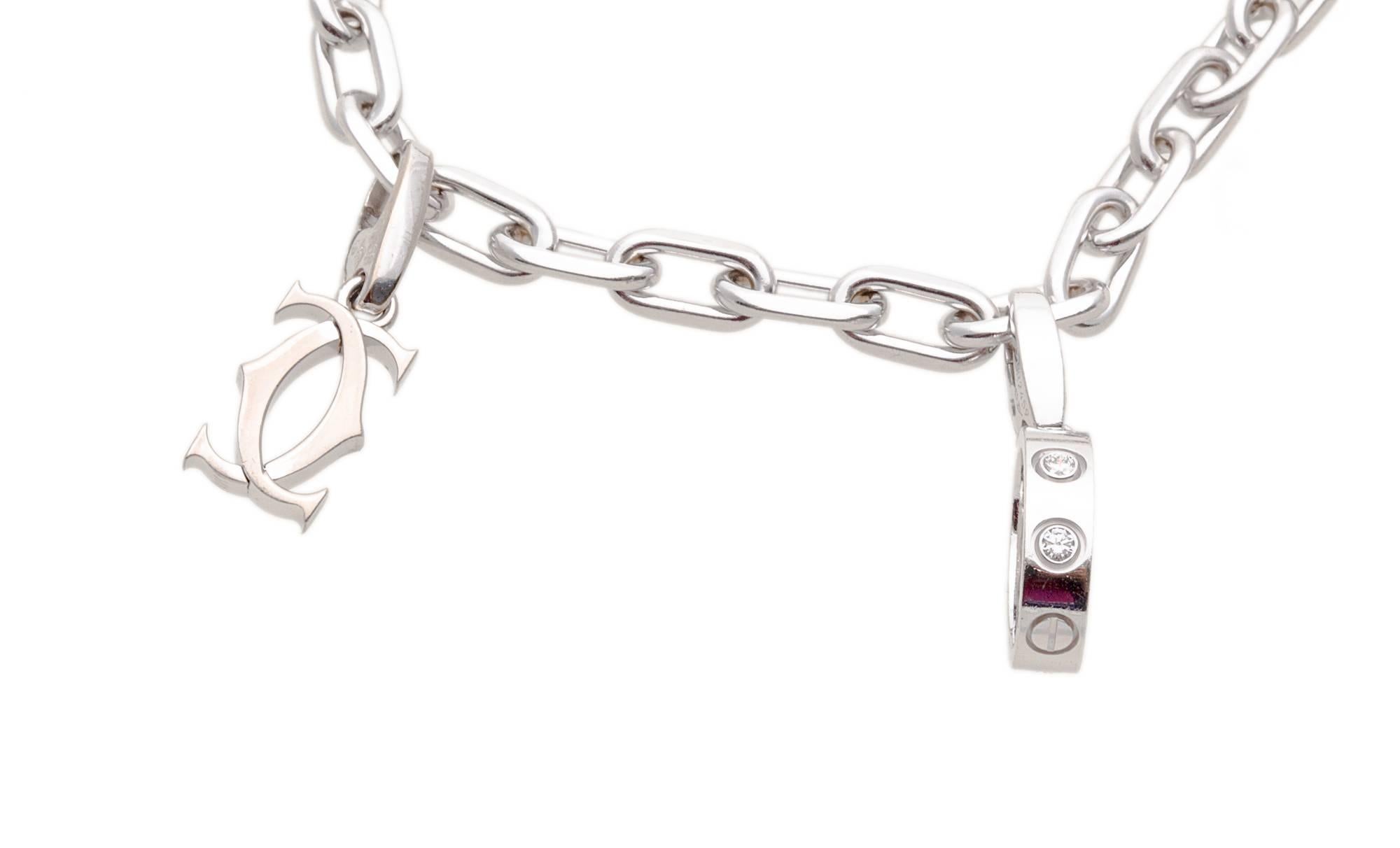 Cartier Two-Color Gold Charm Bracelet For Sale 3