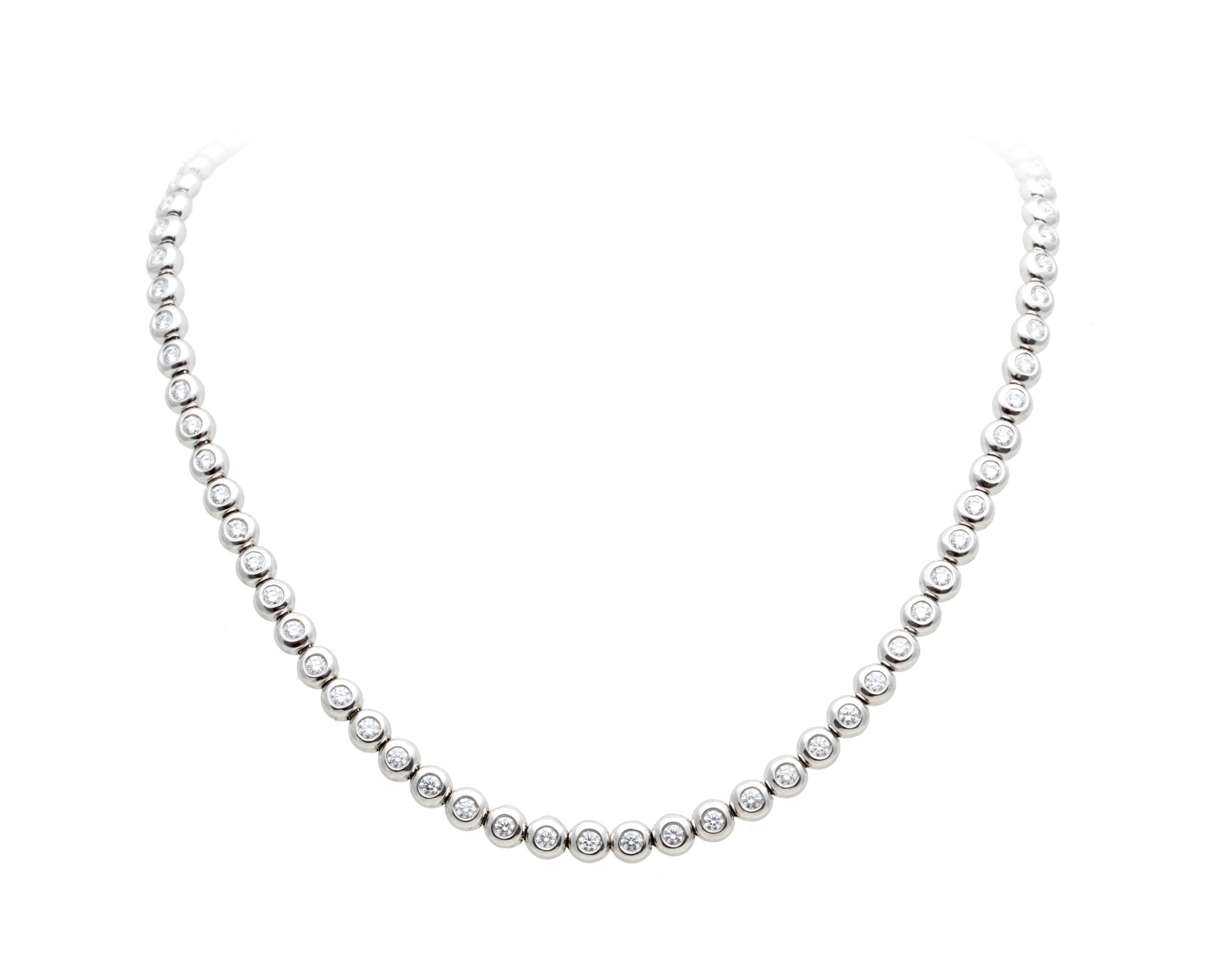 Tiffany & Co. Diamond Platinum Tennis Necklace In Excellent Condition For Sale In Sunny Isles Beach, FL