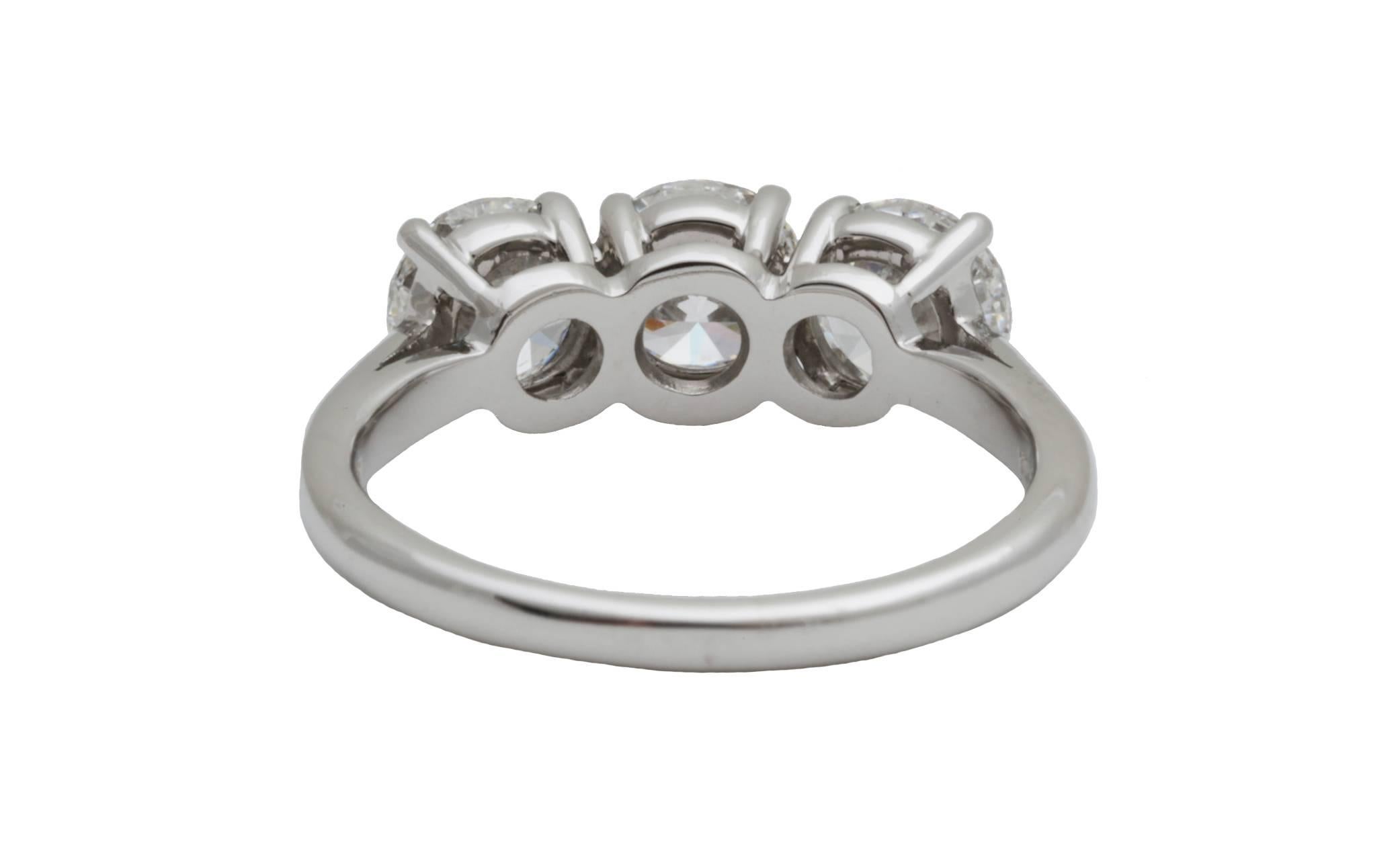 Tiffany & Co Three Stone Diamond Platinum Ring 2.41 carats 1