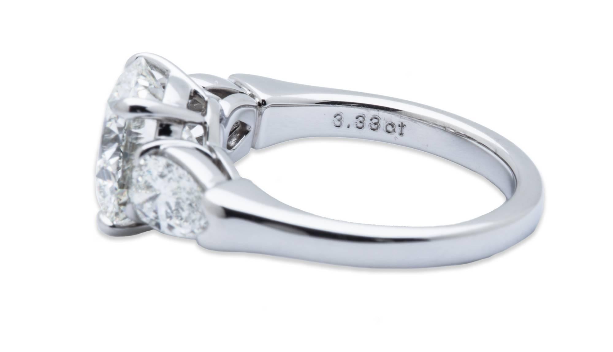 Women's Diamond Platinum Ring 3.33 Carat GIA Certified For Sale