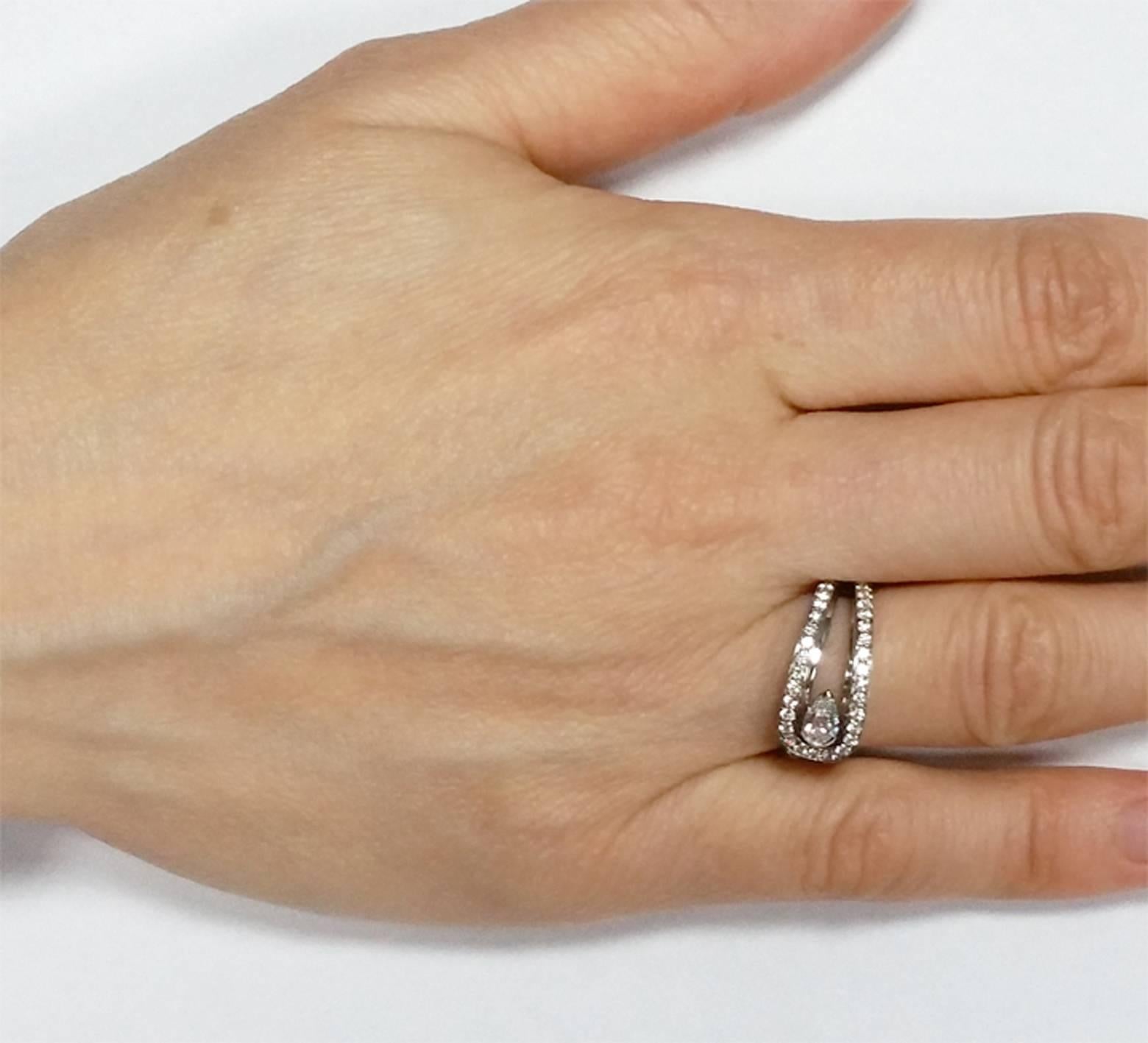 Women's or Men's Fred Paris Diamond Platinum Ring For Sale