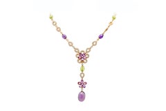 Bulgari Bvlgari  Diamond and Color Stone Necklace Earring and Ring Set