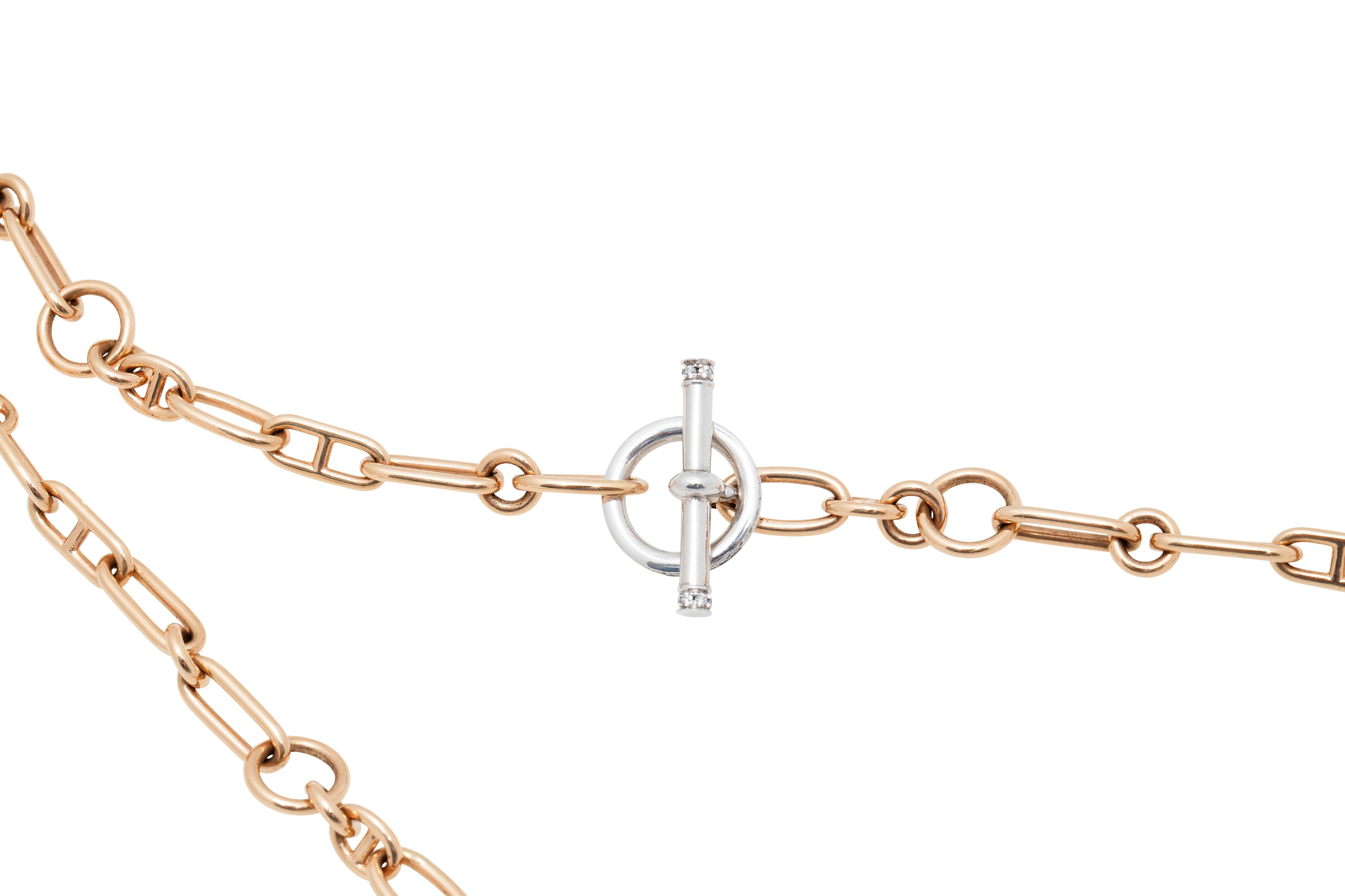 Hermes  Pink Gold and Diamond Handbag Necklace For Sale 2