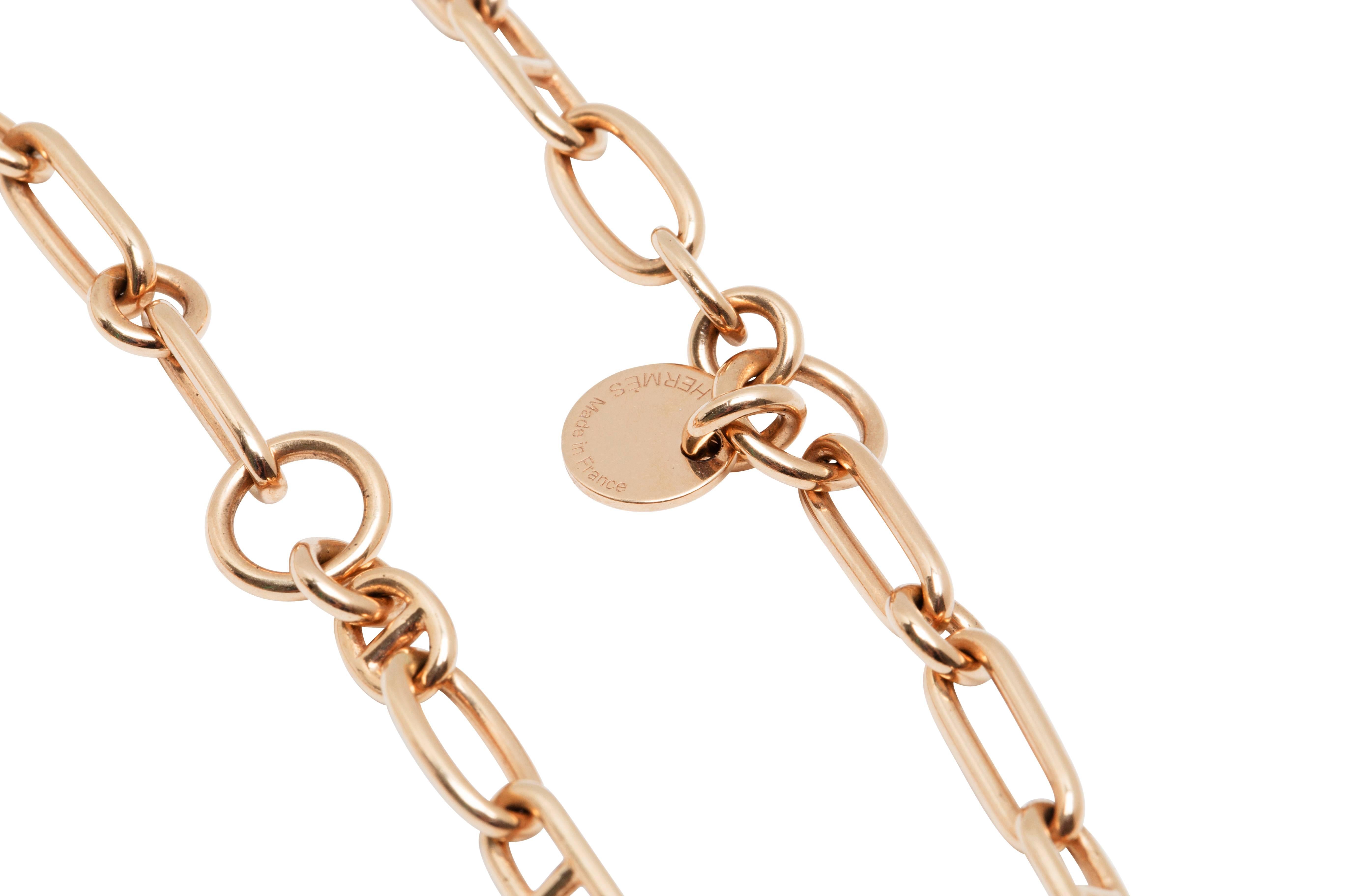 Hermes  Pink Gold and Diamond Handbag Necklace For Sale 3