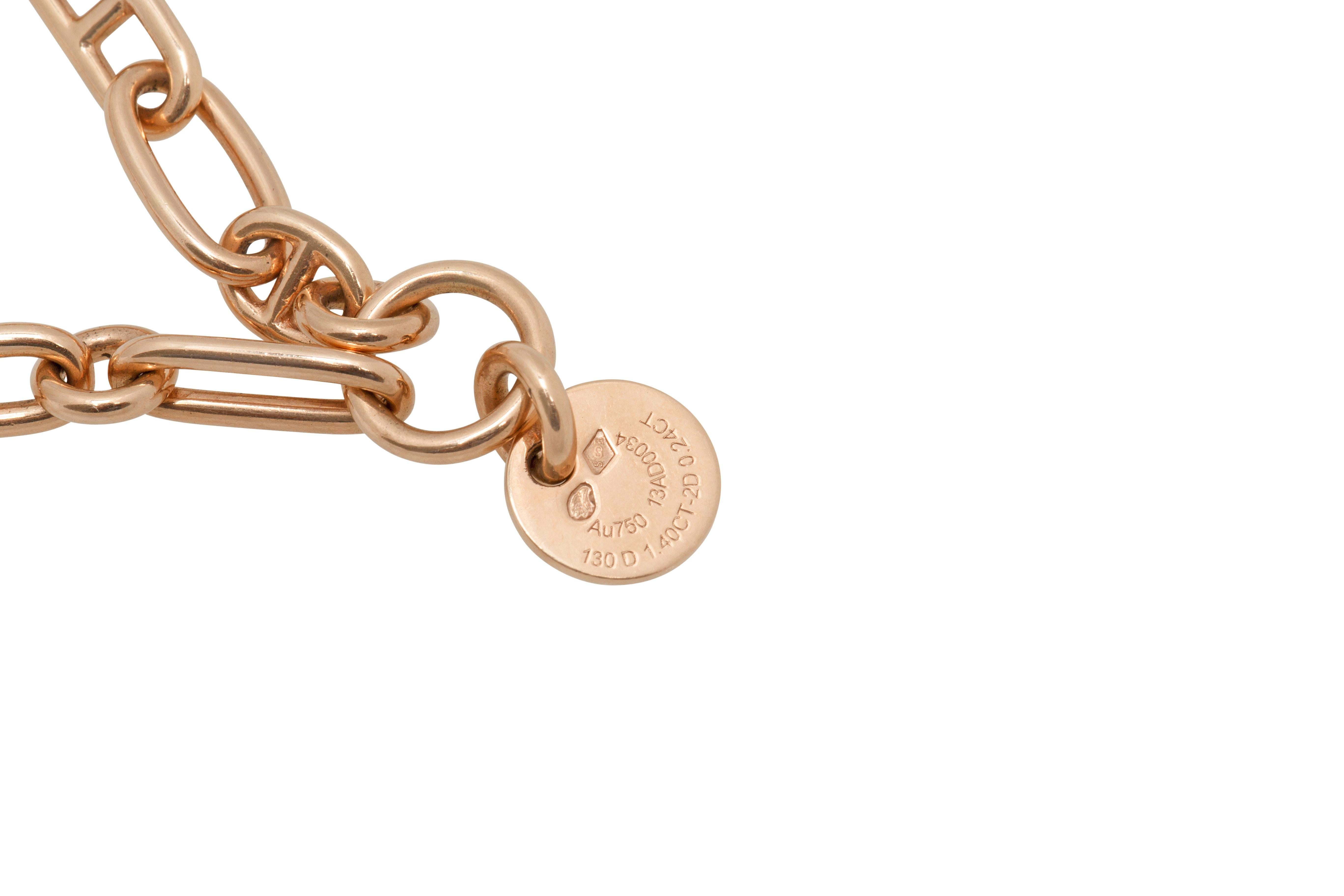 Hermes  Pink Gold and Diamond Handbag Necklace For Sale 4