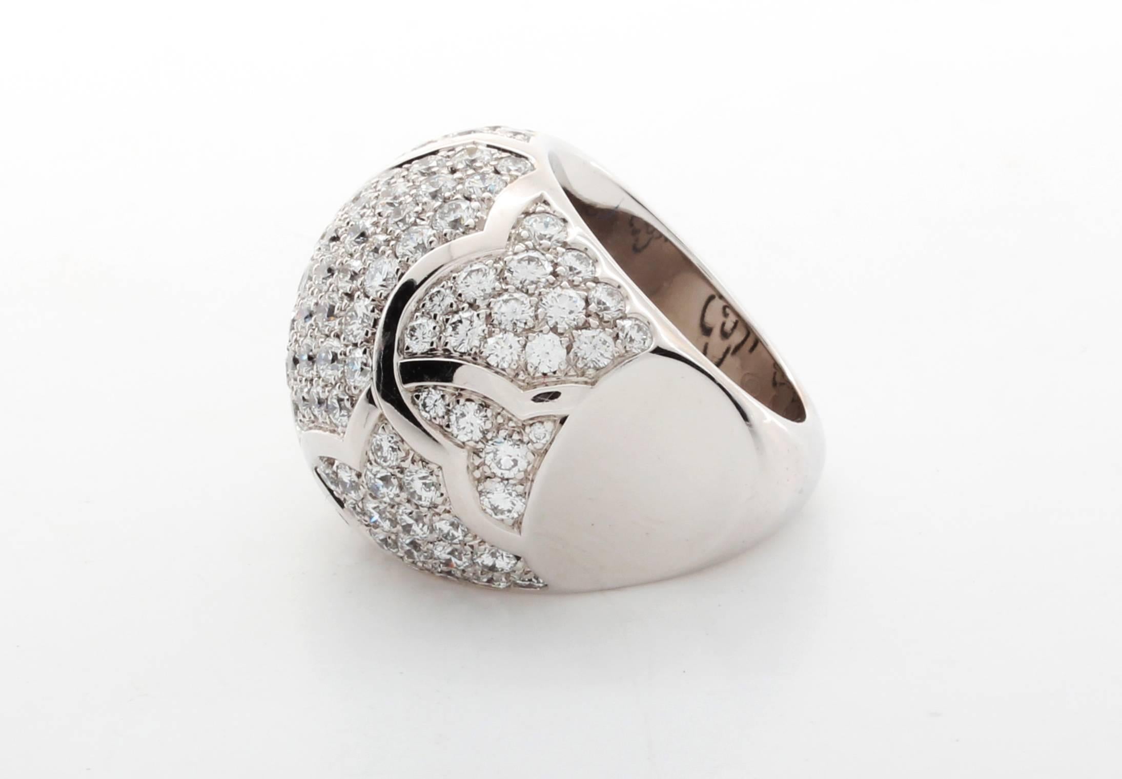 Chanel Diamond Pave Gold Dome Ring In Excellent Condition For Sale In Sunny Isles Beach, FL