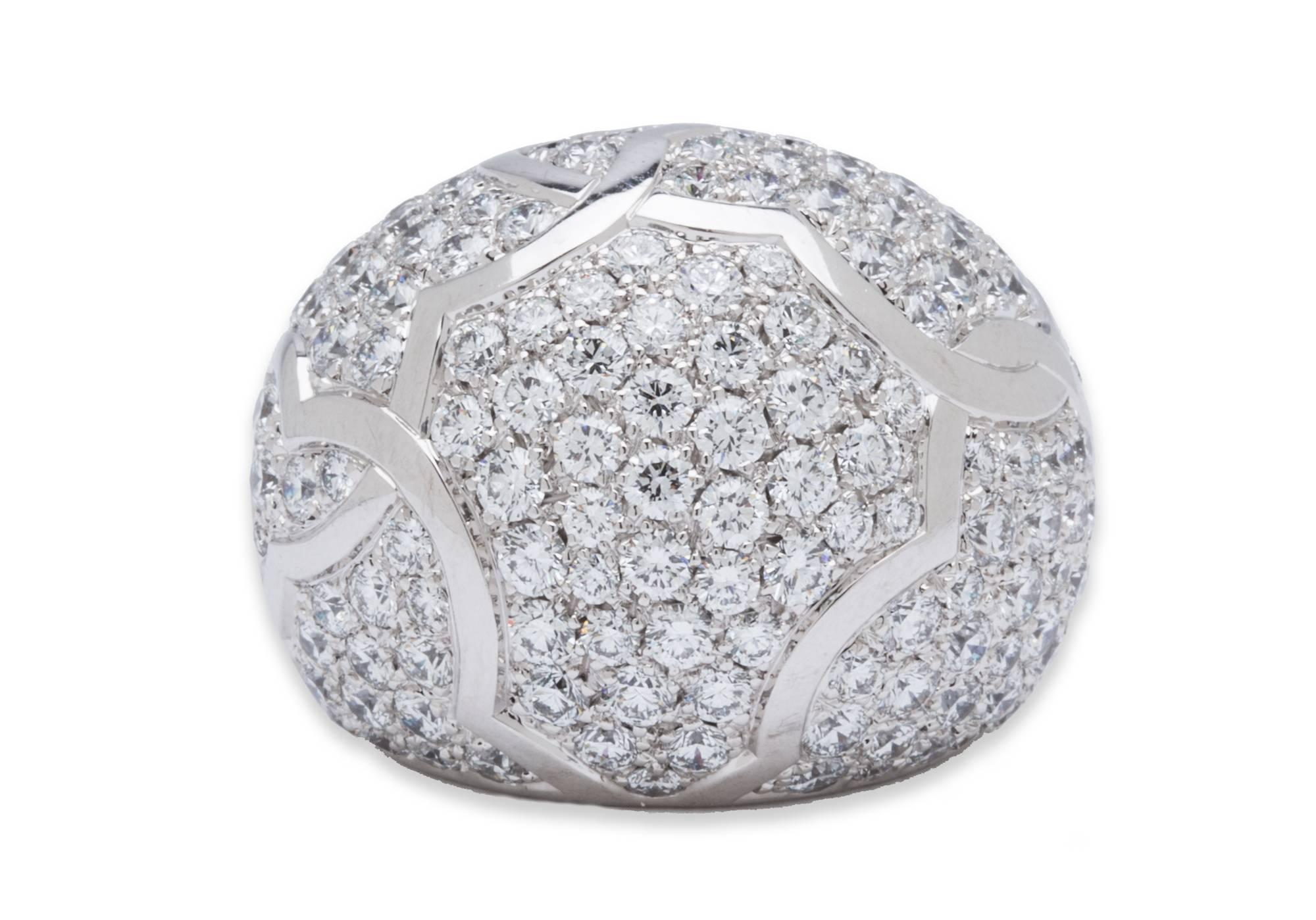 Chanel Diamond Pave Gold Dome Ring For Sale 3