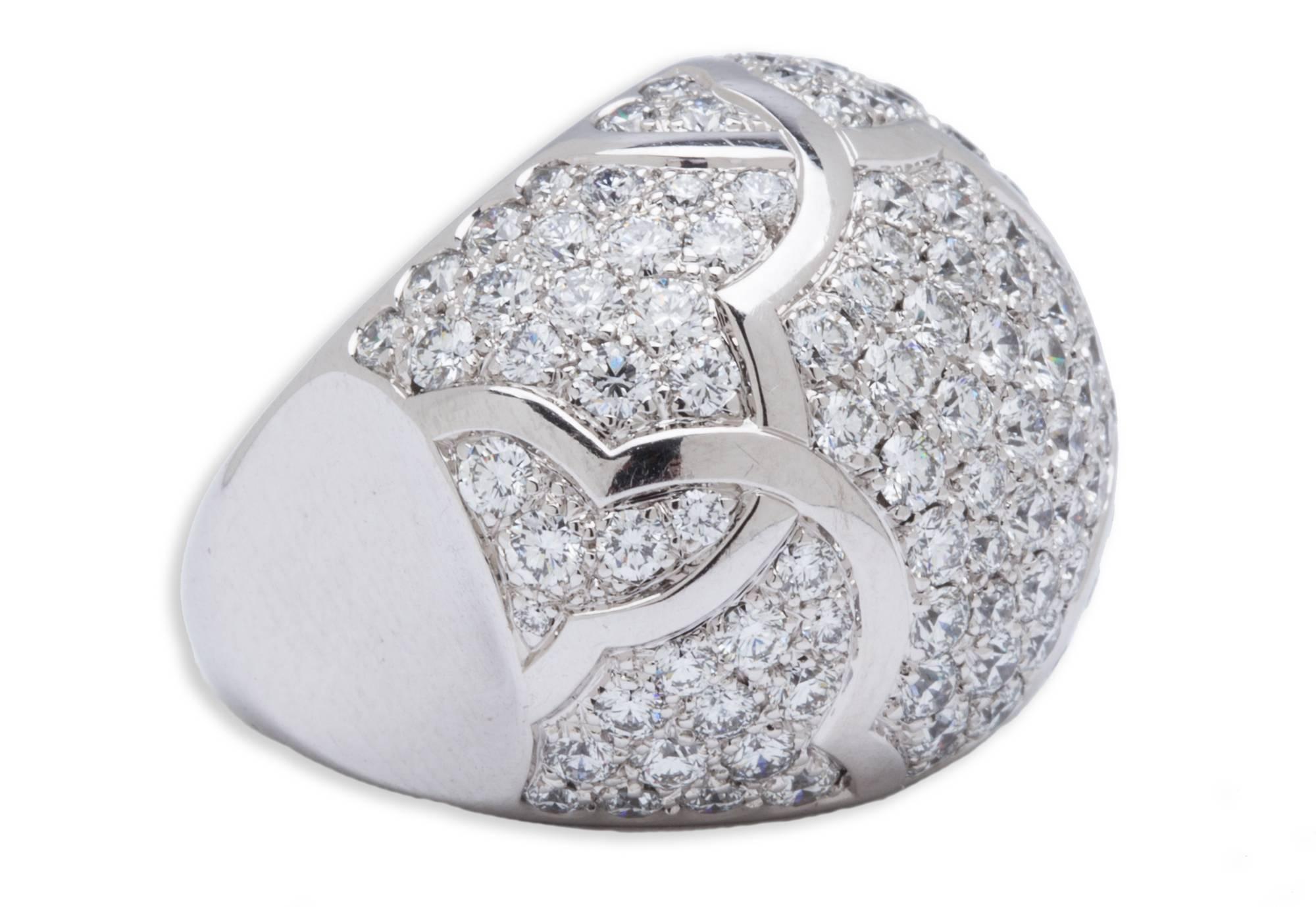 Chanel Diamond Pave Gold Dome Ring For Sale 2