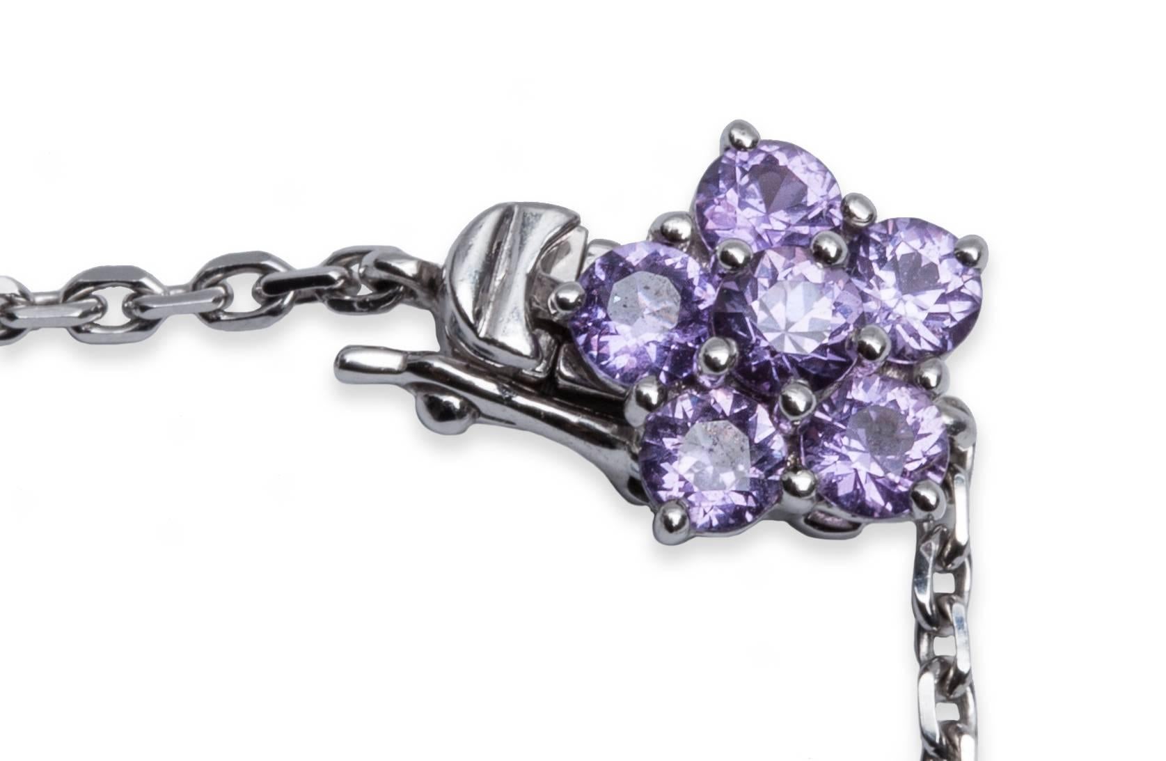 Women's Van Cleef and Arpels Diamond and Sapphire Folie des Prés Pendant Necklace For Sale