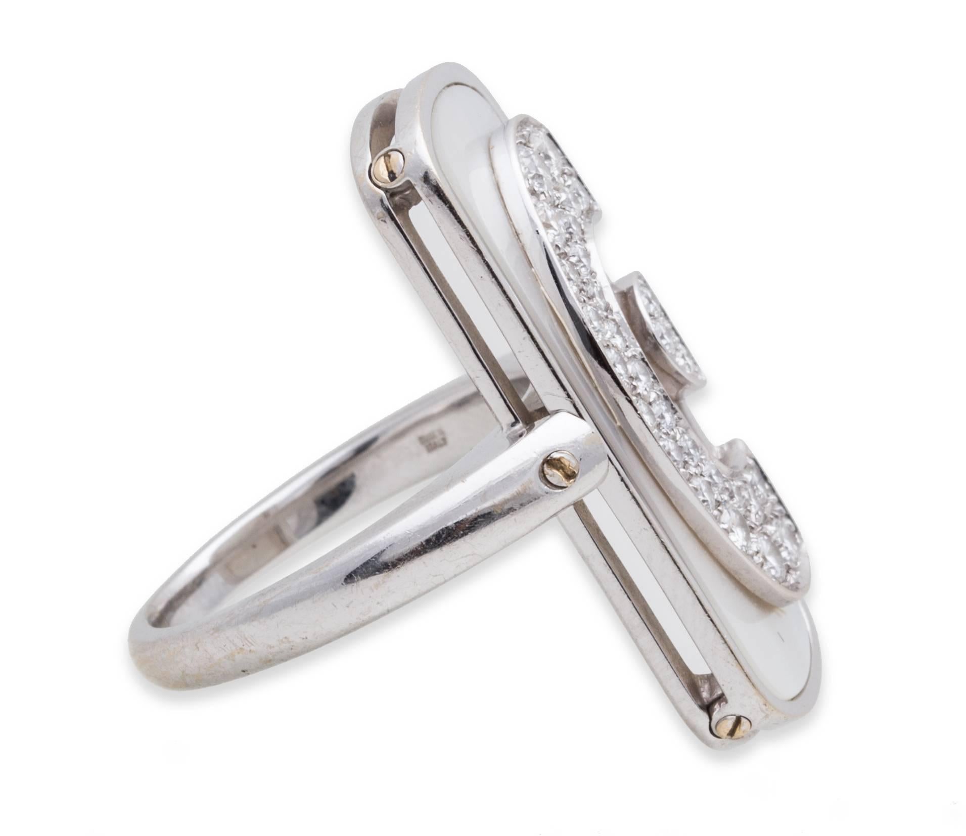 Women's Bulgari BVLGARI Diamond and Mother of Pearl Ring and Earring Set For Sale