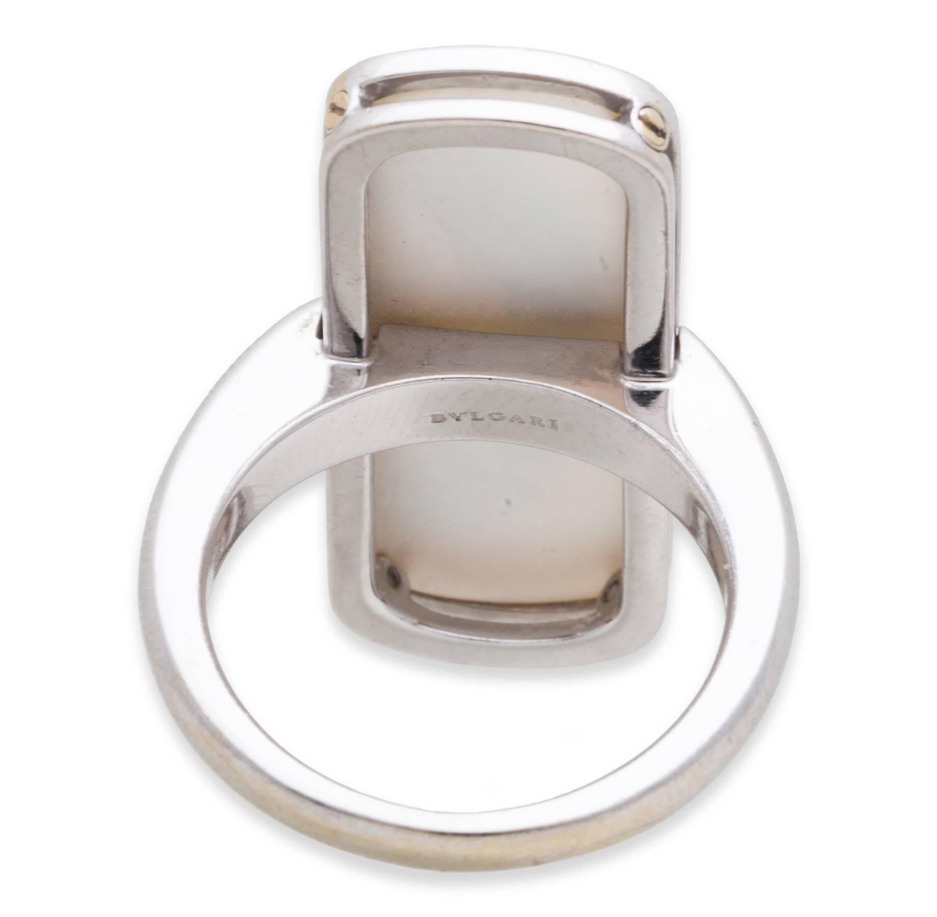 Bulgari BVLGARI Diamond and Mother of Pearl Ring and Earring Set For Sale 1