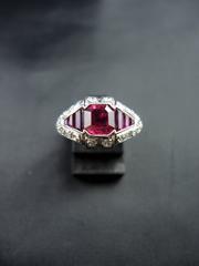 Ruby And Diamond French Art Deco Engagment Ring