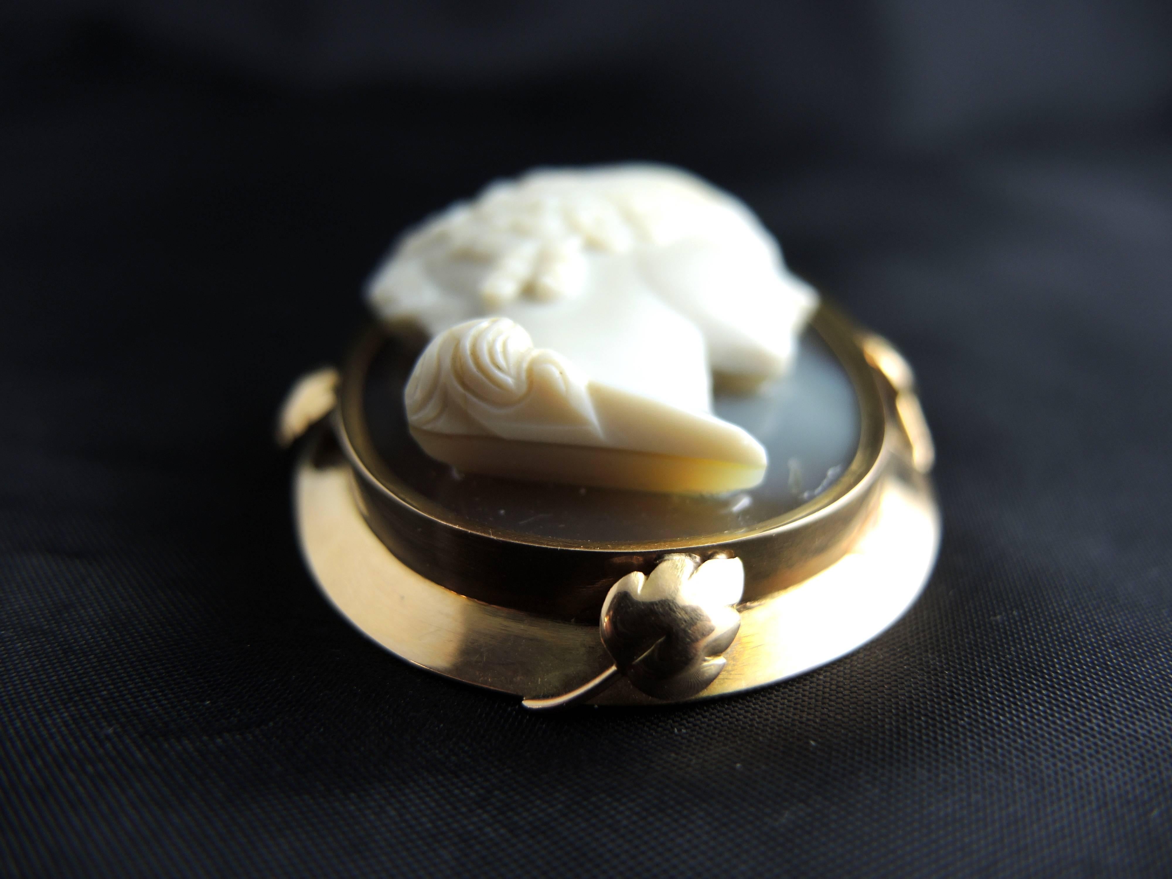 French Antique Agate Cameo Brooch And Pendant 1