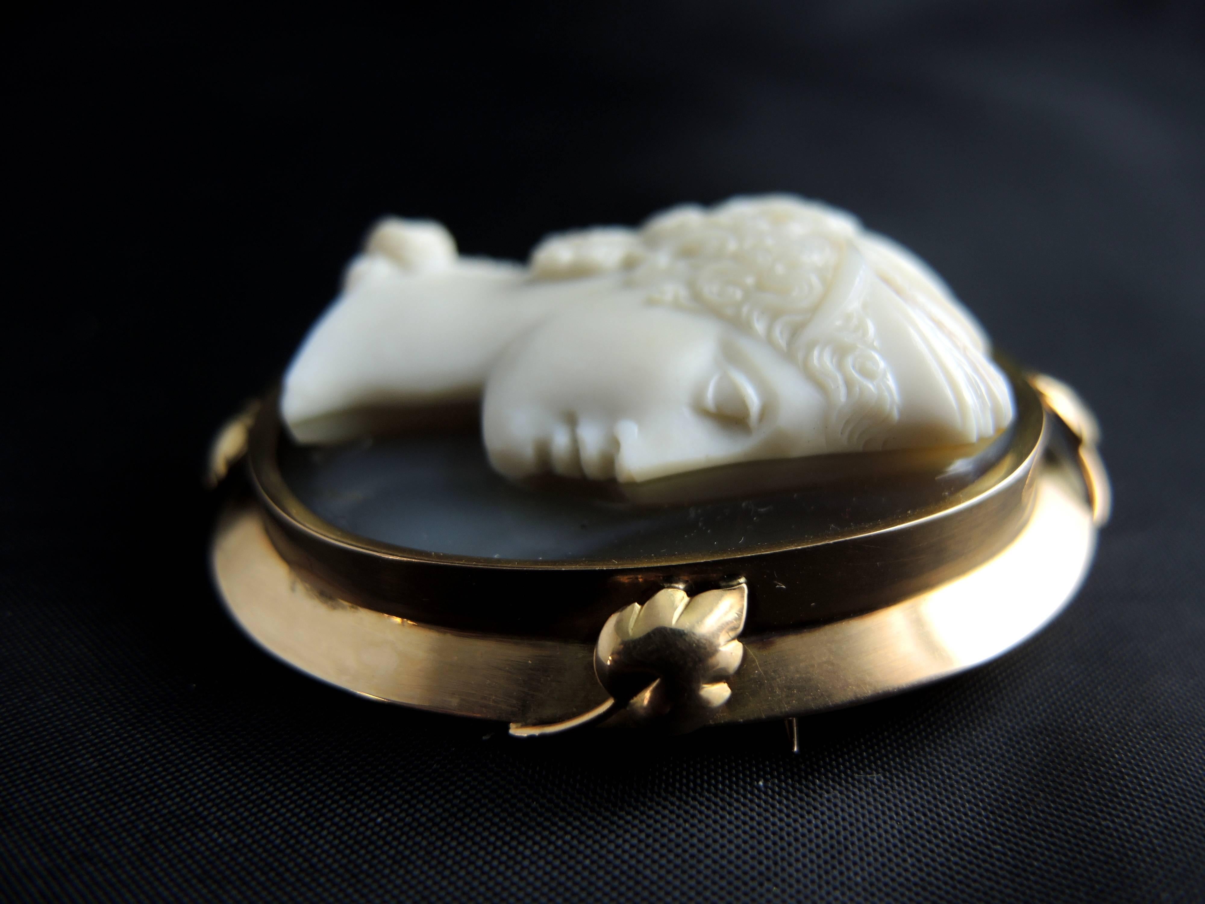 Napoleon III French Antique Agate Cameo Brooch And Pendant