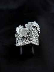 Black and White Diamonds Cocktail Ring in White Gold, Modern