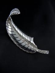 1950s Diamond Platinum Feather Brooch