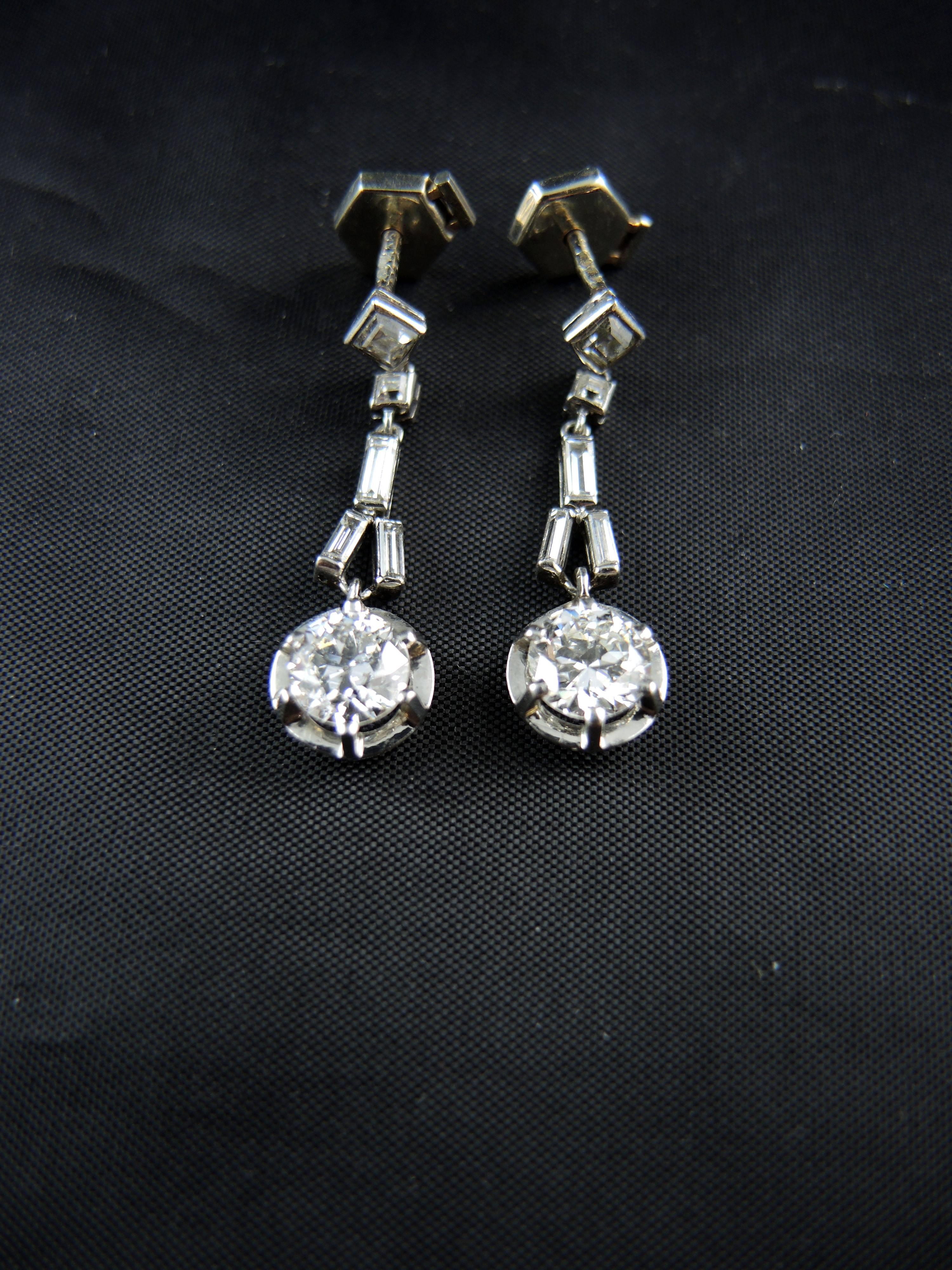 Men's French Art Deco Diamond Earrings